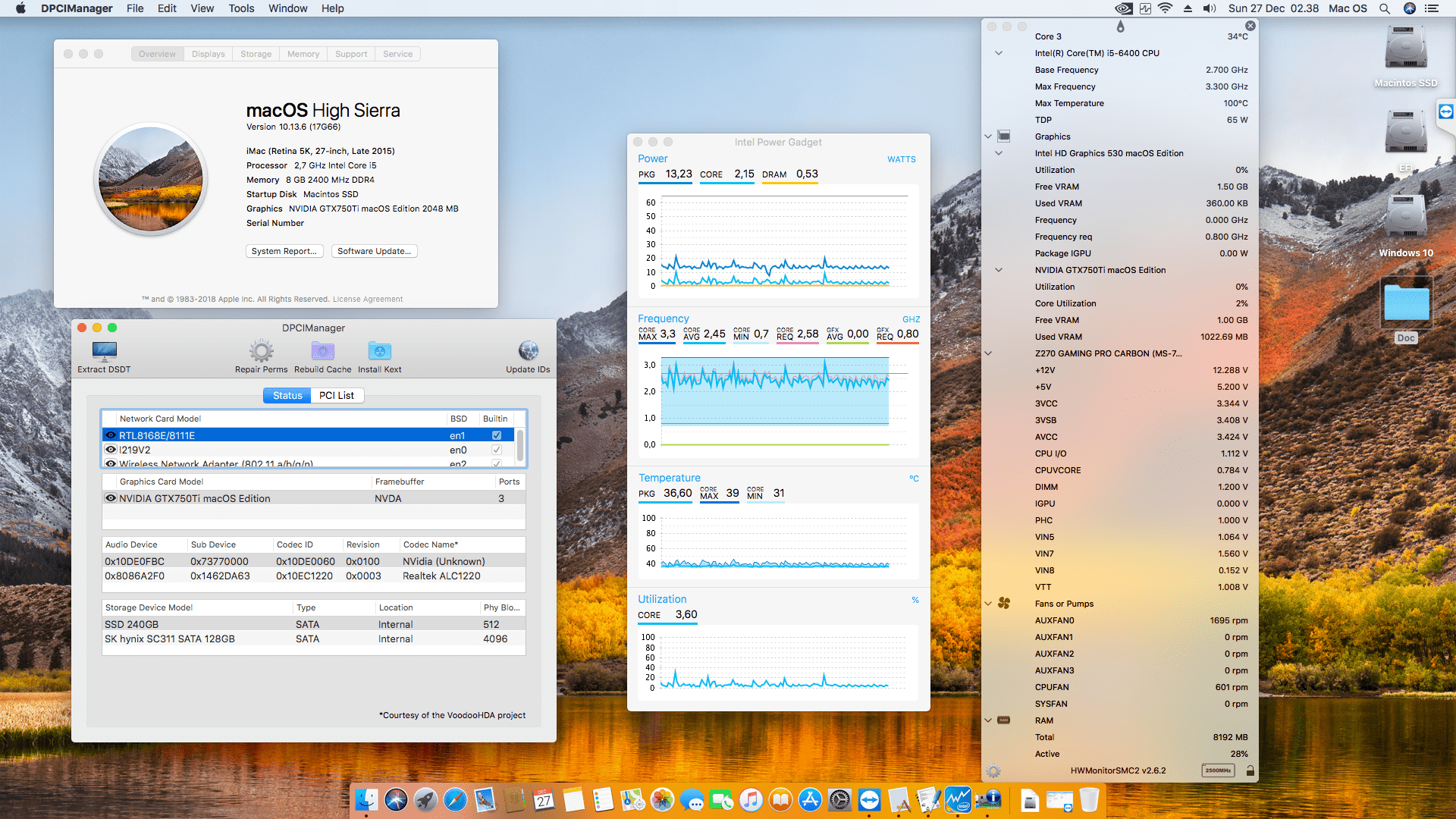 Success Hackintosh macOS High Sierra 10.13.6 Build 17G66 in MSI Z270 Gaming Pro Carbon + Intel Core i5 6400 + Nvidia GTX 750Ti